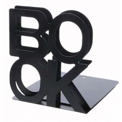 QERSTA Serre-livres En Métal Robuste En Forme De L Avec Lettrage "Livre" Et Lettres Antidérapantes Pour Bibliothèque, 1 Paire Pour Bureau (noir)