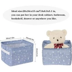 PERLE RARE Mini Set De Rangement Pliable Caisses De Rangement Lin Coton Imperméable Organisateurs De Paniers De Rangement Pour étagères Bureau Lot De 4 (Jaune, Bleu Ciel, Noir, Gris) -Petit rangement Soldes Magasin 54847174 3