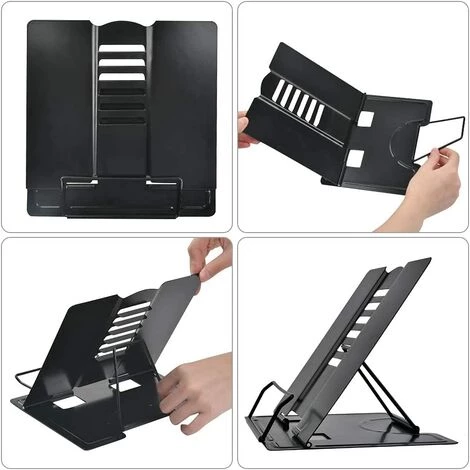 QERSTA Support De Lecture Pliable Et Réglable En Métal Tablette Pour Livre Support De Livre Pour Ipad, Tablette, Recettes, Bureau, 6 Angle Réglable 21 * 19cm 4 QERSTA Support De Lecture Pliable Et Réglable En Métal Tablette Pour Livre Support De Livre Pour Ipad, Tablette, Recettes, Bureau, 6 Angle Réglable 21 * 19cm – Image 2