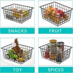 ZHUOXUAN Panier En Fil Métallique, 4 Pièces De Panier De Rangement En Fil Métallique Panier En Métal Durable Panier De Rangement Pour Salle De Stockage Des Aliments, Adapté Aux Armoires De Cuisine, Salles De Stockage Des Aliments, Salles De Bains, Plans De Travail -Petit rangement Soldes Magasin 54912408 4