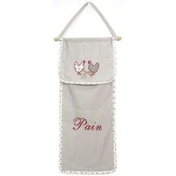 AUBRY GASPARD Huche à Pain En Coton Et Lin Poule Multicolore - Gris