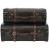 ALTOBUY CURTIS - Lot De 2 Malles De Rangement Vintage Simili Cuir - Marron Foncé