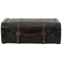 ALTOBUY CURTIS - Lot De 2 Malles De Rangement Vintage Simili Cuir - Marron Foncé -Petit rangement Soldes Magasin 55075136 4