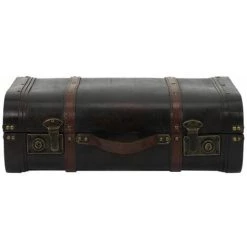 ALTOBUY CURTIS - Lot De 2 Malles De Rangement Vintage Simili Cuir - Marron Foncé -Petit rangement Soldes Magasin 55075136 5