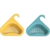 DKSFJKL Porte Évier Triangle, Évier Égouttoir Panier Crépine, Égouttoir De Rangement Pour Évier De Cuisine, Étagère D'angle Triangulaire Pour Évier (Bleu + Jaune)