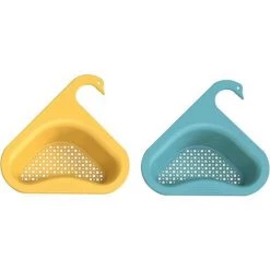 DKSFJKL Porte Évier Triangle, Évier Égouttoir Panier Crépine, Égouttoir De Rangement Pour Évier De Cuisine, Étagère D'angle Triangulaire Pour Évier (Bleu + Jaune)