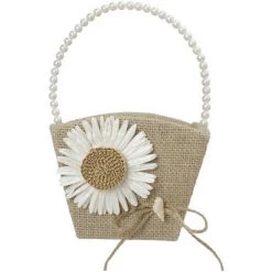 CADEAUX Artisanat Panier Romantique Jute Dentelle Bow Panier De Fleur De Mariage Panier Fille Pour Articles De Décoration De Mariage 1 Set