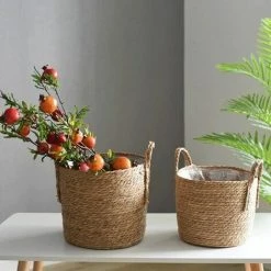 Panier De Fleurs En Osier. Ornement Suspendu. Pour Pot De Fleur Tissé. Pour L'extérieur. En Bambou. Décoration De Maison FUIENKO -Petit rangement Soldes Magasin 55268751 4
