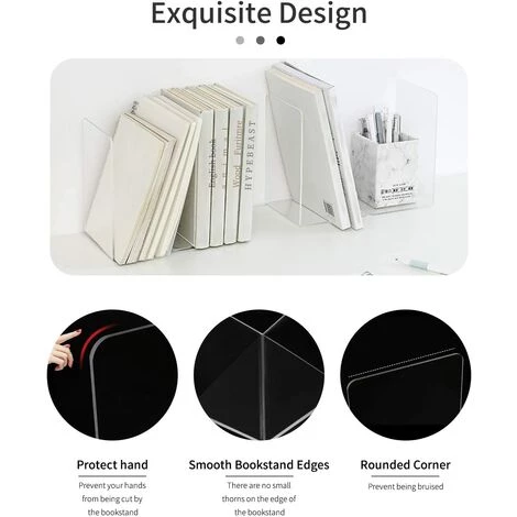 MONLY Serre-Livre En Acrylique Transparent, 1 Paires Serre-Livres Enfants,Anti-Rayures Serre-Livres Design, Pour Bureaux ,Décoratifs , Étagères,Écoles Et Librairie 5 MONLY Serre-Livre En Acrylique Transparent, 1 Paires Serre-Livres Enfants,Anti-Rayures Serre-Livres Design, Pour Bureaux ,Décoratifs , Étagères,Écoles Et Librairie – Image 3