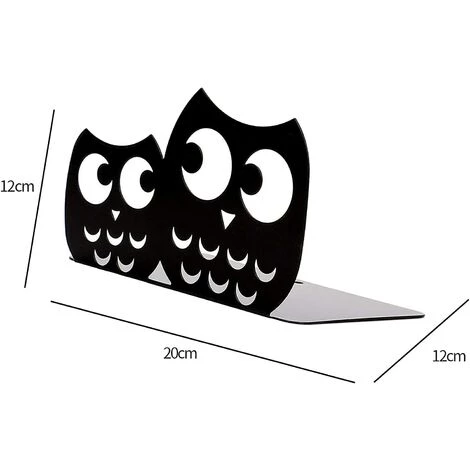 MONLY Lot De Serre-livres Antidérapants En Métal Motif Chouette Noir 4 MONLY Lot De Serre-livres Antidérapants En Métal Motif Chouette Noir – Image 2