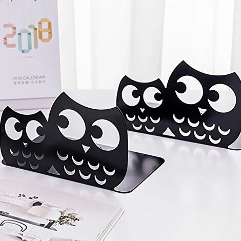 MONLY Lot De Serre-livres Antidérapants En Métal Motif Chouette Noir 7 MONLY Lot De Serre-livres Antidérapants En Métal Motif Chouette Noir – Image 5