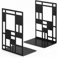 MONLY Ensemble De Serre-livres, Serre-livres En Métal, Serre-livres Noirs, Serre-livres Design, étagère à Base Antidérapante Pour Enfants, Bureau, école, Salon, Librairie Et Bibliothèque -Petit rangement Soldes Magasin 55273288 4