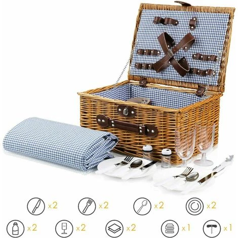 Gizcam Paniers Pique-Nique, Paniers En Osier Fait Main, Pour 2 Personnes, Pour Pique-Nique, Camping, Plages Et Parcs, Avec Couverture Pique-Nique, Gobelets, Couverts, Assiettes, Marron 40x30x20 Cm 3 Gizcam Paniers Pique-Nique, Paniers En Osier Fait Main, Pour 2 Personnes, Pour Pique-Nique, Camping, Plages Et Parcs, Avec Couverture Pique-Nique, Gobelets, Couverts, Assiettes, Marron 40x30x20 Cm