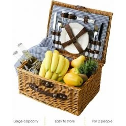 Gizcam Paniers Pique-Nique, Paniers En Osier Fait Main, Pour 2 Personnes, Pour Pique-Nique, Camping, Plages Et Parcs, Avec Couverture Pique-Nique, Gobelets, Couverts, Assiettes, Marron 40x30x20 Cm 9 Gizcam Paniers Pique-Nique, Paniers En Osier Fait Main, Pour 2 Personnes, Pour Pique-Nique, Camping, Plages Et Parcs, Avec Couverture Pique-Nique, Gobelets, Couverts, Assiettes, Marron 40x30x20 Cm -Petit rangement Soldes Magasin 55298931 3