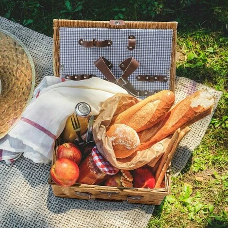 Gizcam Paniers Pique-Nique, Paniers En Osier Fait Main, Pour 2 Personnes, Pour Pique-Nique, Camping, Plages Et Parcs, Avec Couverture Pique-Nique, Gobelets, Couverts, Assiettes, Marron 40x30x20 Cm 7 Gizcam Paniers Pique-Nique, Paniers En Osier Fait Main, Pour 2 Personnes, Pour Pique-Nique, Camping, Plages Et Parcs, Avec Couverture Pique-Nique, Gobelets, Couverts, Assiettes, Marron 40x30x20 Cm – Image 5