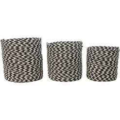 HSM COLLECTION Set De 3 Paniers De Rangement - Raphia/Herbier Marin - Noir/blanc - 20 X 20 X 20 Cm - Noir/Blanc -Petit rangement Soldes Magasin 55302109 2