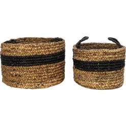 HSM COLLECTION Malibu - Set De 2 Paniers - Jacinthe D'eau - Naturel/noir - 40 X 27 X 40 Cm - Noir/naturel -Petit rangement Soldes Magasin 55303158 3