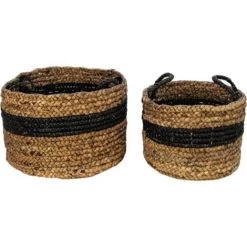 HSM COLLECTION Malibu - Set De 2 Paniers - Jacinthe D'eau - Naturel/noir - 40 X 27 X 40 Cm - Noir/naturel -Petit rangement Soldes Magasin 55303158 4