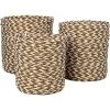 HSM COLLECTION Ensemble De 3 Paniers Raphia/seagrass - Naturel/blanc ø20*20/ø18*18/ø16*17 - Naturel/Blanc -Petit rangement Soldes Magasin 55303223 1