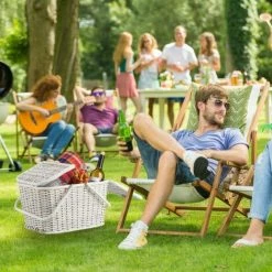 JARDIBRICODECO Panier De Pique-Nique Tressé Couvercle -Petit rangement Soldes Magasin 55316011 3