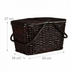 JARDIBRICODECO Panier De Pique-Nique Tressé Couvercle -Petit rangement Soldes Magasin 55316011 4