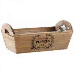 JARDIBRICODECO Corbeille Rectangulaire En Bois Teinté