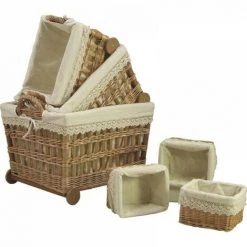 JARDIBRICODECO 3 Charrettes + 3 Corbeilles En Osier