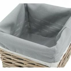 JARDIBRICODECO Corbeille En Osier Gris Et Coton -Petit rangement Soldes Magasin 55332080 3