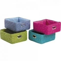 JARDIBRICODECO Corbeille De Rangement En Paille Teintée
