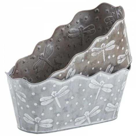 JARDIBRICODECO Corbeille En Métal Patiné Libellules 3 JARDIBRICODECO Corbeille En Métal Patiné Libellules