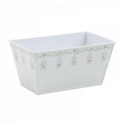 JARDIBRICODECO Corbeille Rectangulaire En Métal Laqué Blanc