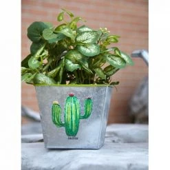 JARDIBRICODECO Corbeille Carrée En Métal Cactus -Petit rangement Soldes Magasin 55333730 2