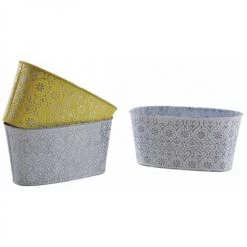 JARDIBRICODECO Corbeille Ovale Métal Patiné