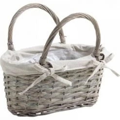 JARDIBRICODECO Panier En Osier Fendu Gris
