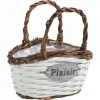JARDIBRICODECO Panier En Osier Brut Et Bois Laqué -Petit rangement Soldes Magasin 55334867 1