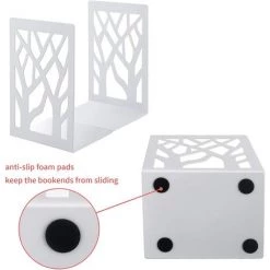 TINOR 3 Paires Serre-Livre En Métal Pour Livres, Anti-Rayures Porte-Livres Pour Bureau, Ecole Et Maison, Séparateurs De Livres, CD, Porte-Dossier Pour Bureaux(Blanc) -Petit rangement Soldes Magasin 55425734 3