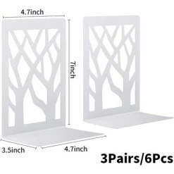 TINOR 3 Paires Serre-Livre En Métal Pour Livres, Anti-Rayures Porte-Livres Pour Bureau, Ecole Et Maison, Séparateurs De Livres, CD, Porte-Dossier Pour Bureaux(Blanc) -Petit rangement Soldes Magasin 55425734 5