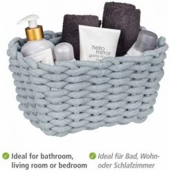 WENKO Panier De Rangement Tia M, Corbeille De Bain Haute Qualité En Corde De Coton Tissée D'un Gris Nordique, Rangement & Organisation, 25 X 18 X 15 Cm, Fabriqué à Base De Produits Textiles Variables -Petit rangement Soldes Magasin 55427527 3