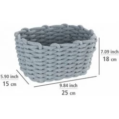 WENKO Panier De Rangement Tia M, Corbeille De Bain Haute Qualité En Corde De Coton Tissée D'un Gris Nordique, Rangement & Organisation, 25 X 18 X 15 Cm, Fabriqué à Base De Produits Textiles Variables -Petit rangement Soldes Magasin 55427527 4