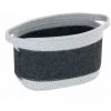 WENKO® WENKO Corbeille En Feutre Bea M, Avec Deux Anses Blanches, Fabriquée à Base De Feutre En Polyester Recyclé, Gris Foncé, Design Tissage Blanc, 80 % Polyester / 20 % Coton, 5 Litres, 24 X 16 X 16 Cm -Petit rangement Soldes Magasin 55427528 1