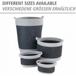 WENKO® WENKO Corbeille En Feutre Bea S, Deux Anses Blanches, Fabriquée à Base De Feutre En Polyester Recyclé, Gris Foncé, Design Tissage Gris Clair, 80 % Polyester / 20 % Coton, 2,5 Litres, 18 X 13 X 12 Cm -Petit rangement Soldes Magasin 55427584 5