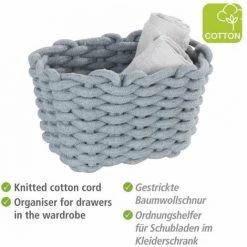 WENKO® WENKO Panier De Rangement Tia S, Corbeille De Bain Haute Qualité En Corde De Coton Tissée D'un Gris Nordique, Rangement & Organisation, 20 X 13 X 15 Cm, Fabriqué à Base De Produits Textiles Variables -Petit rangement Soldes Magasin 55427601 2