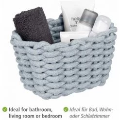 WENKO® WENKO Panier De Rangement Tia S, Corbeille De Bain Haute Qualité En Corde De Coton Tissée D'un Gris Nordique, Rangement & Organisation, 20 X 13 X 15 Cm, Fabriqué à Base De Produits Textiles Variables -Petit rangement Soldes Magasin 55427601 3