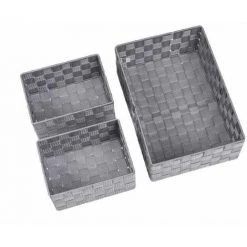 WENKO® WENKO Boite De Rangement Salle De Bain Adria Grise, Lot De 3, Pour Le Rangement Et L'organisation De La Cuisine, Salle De Bain Et Maison, Dimensions S, M & L, Organiseur En Polypropylène