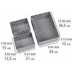 WENKO® WENKO Boite De Rangement Salle De Bain Adria Grise, Lot De 3, Pour Le Rangement Et L'organisation De La Cuisine, Salle De Bain Et Maison, Dimensions S, M & L, Organiseur En Polypropylène -Petit rangement Soldes Magasin 55427605 4