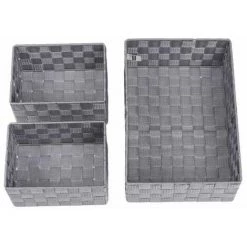WENKO® WENKO Boite De Rangement Salle De Bain Adria Grise, Lot De 3, Pour Le Rangement Et L'organisation De La Cuisine, Salle De Bain Et Maison, Dimensions S, M & L, Organiseur En Polypropylène -Petit rangement Soldes Magasin 55427605 5