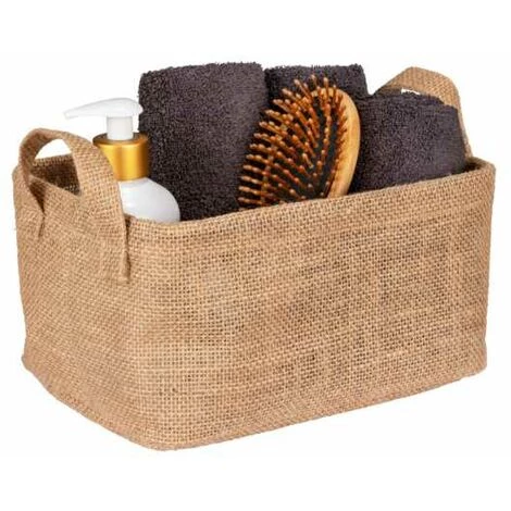 WENKO® WENKO Panier De Rangement Juna M, Corbeille Décorative Pour Le Rangement Ordonné D'accessoires Comme P.ex. Des Vêtements, équipé De Deux Poignées, Matériau Extérieur 100 % Jute, 24 X 17 X 17 Cm, Brun 5 WENKO® WENKO Panier De Rangement Juna M, Corbeille Décorative Pour Le Rangement Ordonné D'accessoires Comme P.ex. Des Vêtements, équipé De Deux Poignées, Matériau Extérieur 100 % Jute, 24 X 17 X 17 Cm, Brun – Image 3