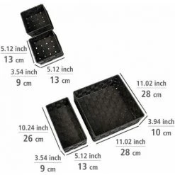 WENKO Corbeille De Bain Adria Noire, Kit De 4, Décorative Pour Le Rangement Et L'organisation Aux Dimensions S, M & L Pour Cuisine, Salle De Bain Et Maison, Organiseur En Polypropylène Robuste -Petit rangement Soldes Magasin 55427651 4