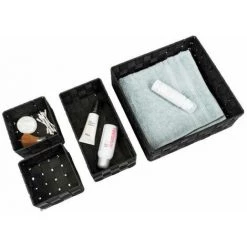 WENKO Corbeille De Bain Adria Noire, Kit De 4, Décorative Pour Le Rangement Et L'organisation Aux Dimensions S, M & L Pour Cuisine, Salle De Bain Et Maison, Organiseur En Polypropylène Robuste -Petit rangement Soldes Magasin 55427651 5