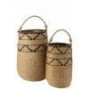 DANSMAMAISON Set De 2 Paniers Grands Zostere Naturel/Noir - L 40 X L 40 X H 70 Cm - Naturel -Petit rangement Soldes Magasin 55481517 1